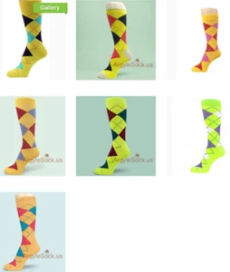 Shades of YELLOW/GOLD/MUSTARD Mens Groomsmen Argyle Socks, non-brand, FREE-SHIP - Picture 1 of 15
