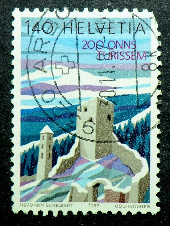 Switzerland 816 1.40F Tourism Industry Bicentennial Jorgenberg Castle Ruins  - Image 1 of 1