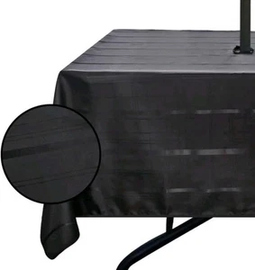 SpaceDresser Jacquard Square Outdoor Tablecloth with Umbrella Hole, Dark Gray - Picture 1 of 6