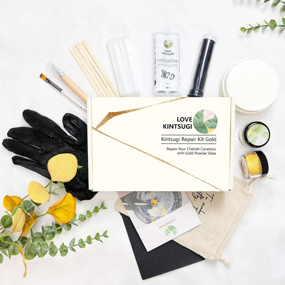 LAMXIN Bio Kintsugi Repair Kit, Food Safe Kintsugi Kit, Bio Based - Dishwasher Safe ...