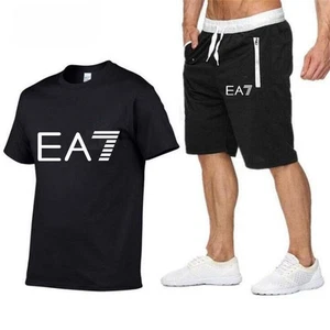 ✨UK Mens Summer Tracksuits Short Sleeve Tops Shorts Sports Set T-Shirts Gym Suit - Picture 1 of 29