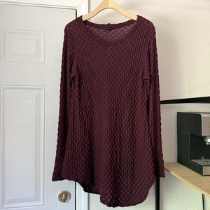 LISA BAYNE tunica drappeggiata asimmetrica nera bordeaux maglia testurizzata elasticizzata - Foto 1 di 7