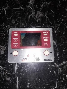 Towering Rescue LCD Card Game 1981 Gakken Handheld Electronic Game For Parts  - Picture 1 of 2