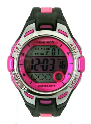 Armitron Pro Sport 45/7030 Quartz Digital Women's Watch New Battery Pink & Black - image 1 of 4