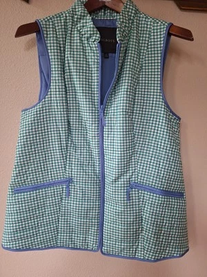 Chaleco ligero acolchado de guinga Talbots para mujer relleno cierre de cremallera talla M Foto 1 de 4