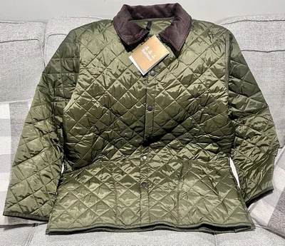 Chaqueta acolchada Barbour Liddesdale verde oliva XL NUEVA CON ETIQUETAS cuello de cordón clásico Foto 1 de 4