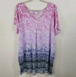 Top tunica J Jill Love in lino paisley multicolore taglia XL - Foto 1 di 12