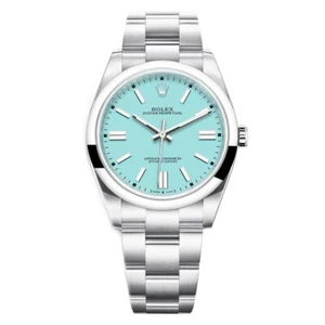 Rolex 124300-0006 Oyster Perpetual Tiffany/Turquoise Index Dial Watch, Complete - Picture 1 of 6