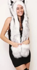 NEW Spirithoods 2011-2012 Husky DOG Faux Fur Flannel Lined Hat HOOD New - Picture 1 of 2
