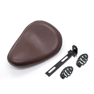 Brown PU Leather Solo Drive Seat Spring & Bracket For Harley Chopper Custom - Bild 1 von 8