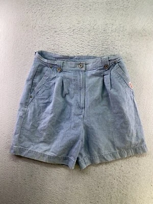 Pantalones cortos de jean plisados de tiro alto azul claro Billblass para mujer talla 12 Foto 1 de 4