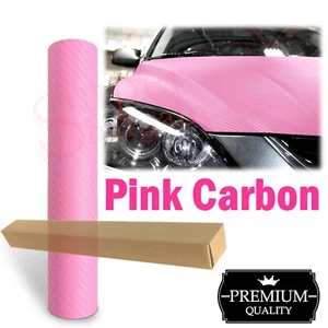CAR VINYL WRAP Pink Carbon Fiber Pink Sticker FILM Decals AIR RELEASE Vinyl Wrap - Picture 1 of 6