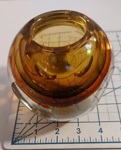 Murano Amber Glass Round Vase Hand Blown Candle Holder 4" Paperweight HEAVY - Picture 1 of 8