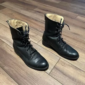 Vintage Frye Jamie artisan black combat biker boots size US women's 6 - Picture 1 of 8
