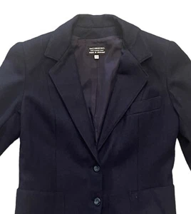 S.B.II Damen 11/12 Vintage Schurwolle Blazer dunkelblau Knopfleiste Schulterpolster - Bild 1 von 8