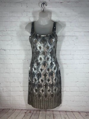 Scala USA Silk Full Sequin Silver Dress Full Vintage. Size 2. Great Condition. - Image 1 of 3
