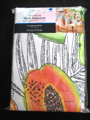 Mainstays Summer Fruit Collage PEVA Vinyl 70" Round Tablecloth - NEW - Image 1 of 4