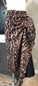 c/meo collective Women XS Brown Animal Print Origami Faux Wrap Midi Skirt G - Picture 1 of 8