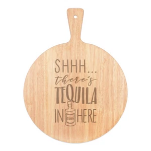 Shhh There's Tequila In Here Pizza Board Paddle Wooden Funny Alphabet - Picture 1 of 1