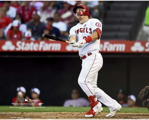Mike Trout Los Angeles Angels Unsigned Home Run Hit vs. Baltimore Orioles Photo Cover