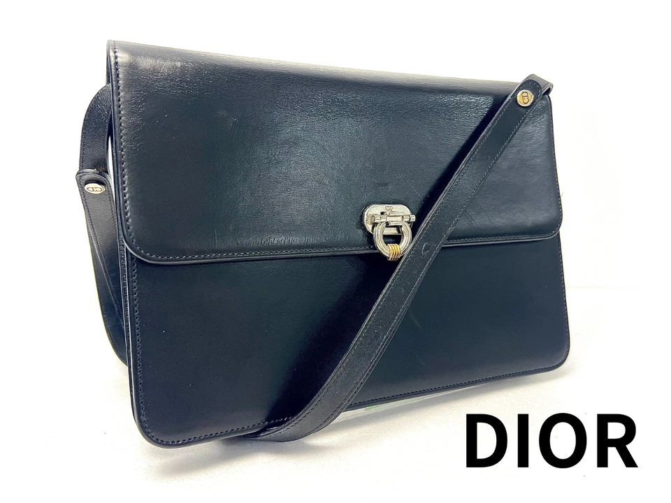 Bolso de Hombro Dior Vintage Cuero Negro CD Auténtico Foto 1 de 4