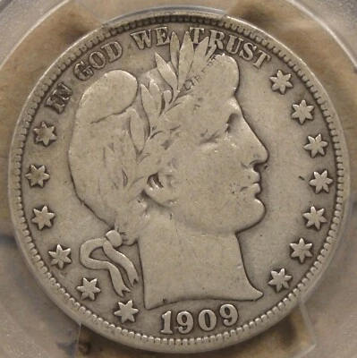 Полдоллара Барбера 1909 50c сертифицированные PCGS F12 - Изображение 1 из 4