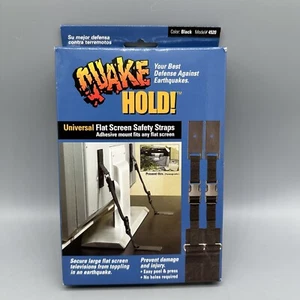Quake Hold 4520 Black Universal Safety (2) Straps for Flat Screen TV Monitor - Picture 1 of 6