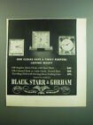 1949 Black, Starr & Gorham Clocks Ad - Angelus Alarm Clark; Concord Desk Clock