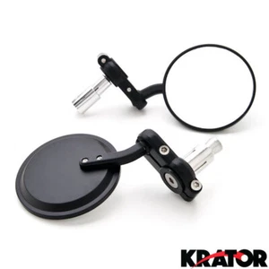 UNIVERSAL BAR END MOTORCYCLE MIRRORS 22mm BARS ROUND ADJUSTABLE CONVEX MIRROR - Picture 1 of 3