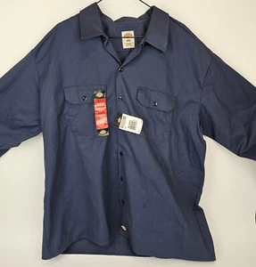 Camisa de Trabajo Dickies 574 2XL Manga Larga Botón Delantero Azul Marino - Imagen 1 de 10