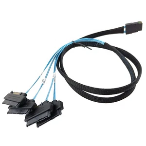 Mini SAS SFF-8087 to 4 SATA SFF-8482 Cable 15pin Power HDD Breakout Connector - Picture 1 of 8