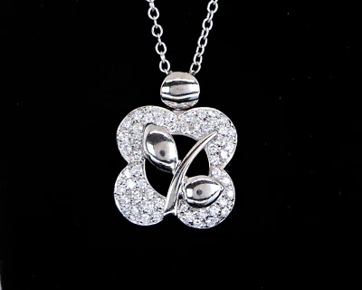 $5,350 Chimento 18K White Gold Diamond Floral Motif Chain Pendant 16'' Necklace - Image 1 of 4