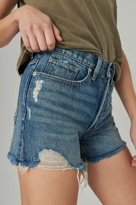 Nuevo con etiquetas Pantalón Corto Lucky Brand Años 90 Midi Para Mujer 10/30 Azul Envejecido Denim Elástico Informal Foto 1 de 4