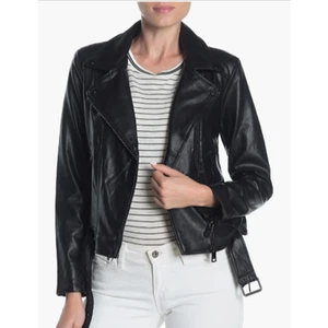 Elodie Black Faux Leather Motorcycle Jacket, Size S 4-6 NEW - Picture 1 of 9