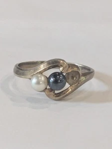 Scrap 2.05g Vintage 10k Pearl & Tahitian Yellow Gold Ring Band Size 7 - Picture 1 of 4