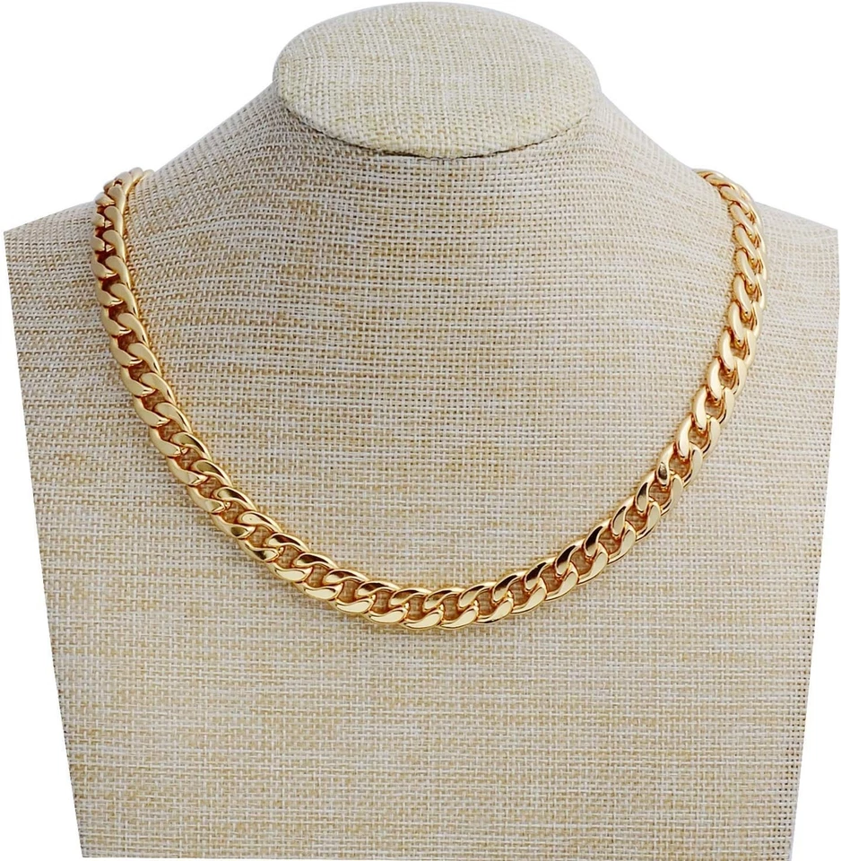 Tool Station Gold Chain Necklace for Men Feel Real Solid 18k Plated Curb Fake