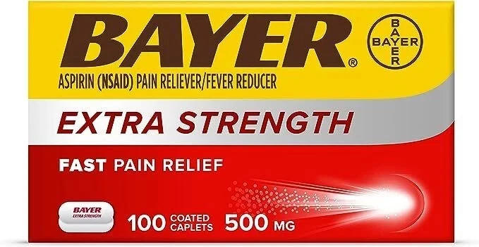Bayer Extra Strength Aspirin 500 mg – 100 Tablets – Pain & Fever Relief (3 pk) - Image 1 of 1