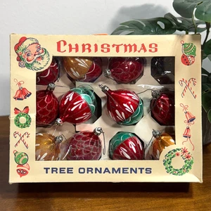 Vintage Polen verpackt Merkur Glas Weihnachtsschmuck Träne handbemalt 11 - Bild 1 von 6