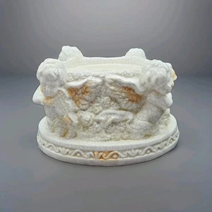 Cherub Large Ceramic Crackle 3 Wick Candle Holder - Picture 1 of 14