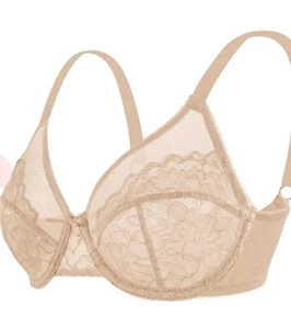 HSIA Enchante Lace Bra Size 36G Underwire Unlined Full Coverage Warm Beige - Picture 1 of 5