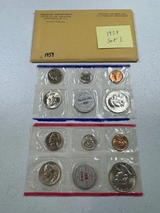 (1) 1959 US MINT SILVER P & D Set, in all OGP, w/ 90% SILVER COINS, SET 1 - Picture 1 of 6