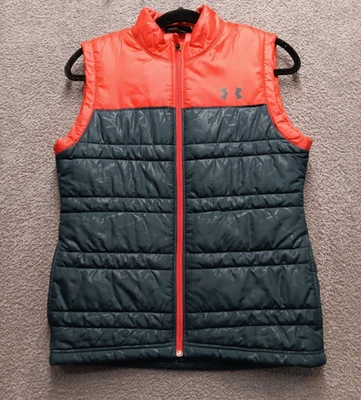 Under Armour Youth YLG Puffer Vest Red & Teal Quilted Insulated Zip Up - Image 1 of 4
