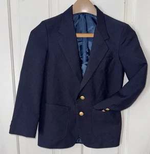 Boys 10 Reg Navy Blazer Coat Jacket Golden Buttons Wool Blend Preppy - Picture 1 of 17