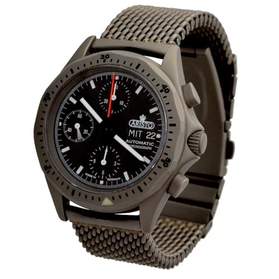 Relógio automático Aristo 3H242-M cronógrafo aço inoxidável safira milanesa SW500 - Imagem 1 de 4