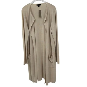 Nuevo J.Crew Cárdigan Plumero Lino Crema Mujer M Largo Tejido Bolsillos Suéter J Crew - Imagen 1 de 9