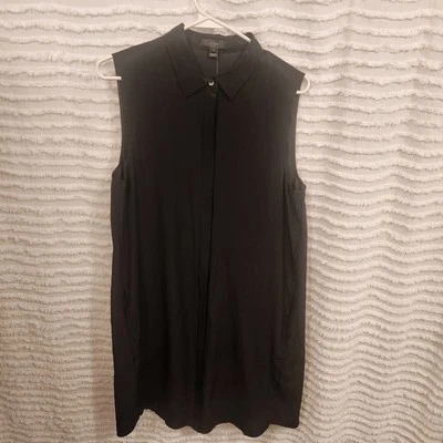 J. Vestido para mujer Crew negro 100 % seda bolsillos abotonados sin mangas nuevo con etiquetas talla M Foto 1 de 4