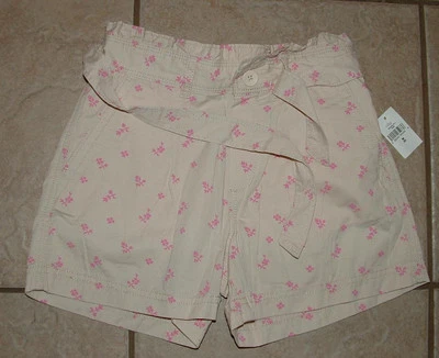 NUEVO NUEVO CON ETIQUETAS Niñas Talla Mediana (8) Bronceado Claro Floral Algodón Cinturón Bolsa de Papel Pantalones Cortos GAP Foto 1 de 2