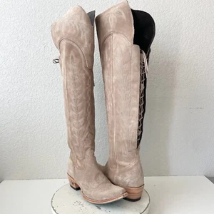 Lane LEXINGTON Over the Knee Womens Cowboy Boots 9 Latte Suede Western Cowgirl - Picture 1 of 11