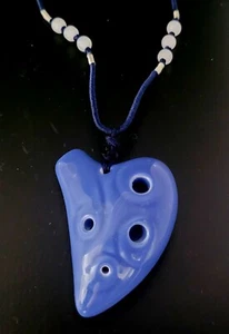 Ocarina Pendant 6 Holes Purple Periwinkle Musical Instrument Key A Necklace - Picture 1 of 12