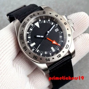 Tandorio Steel GMT Sapphire Automatic NH34 39mm Men's Watch Date 24H Fixed Bezel - Picture 1 of 9